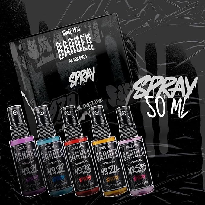 barber marmara Eau de Cologne Pump Spray Mens Graffiti After Shave Men's Fragrance Water Shaving Water Men Barber Men's Fragrances Body Spray Barbershop Travel Size (50 ml, No21)