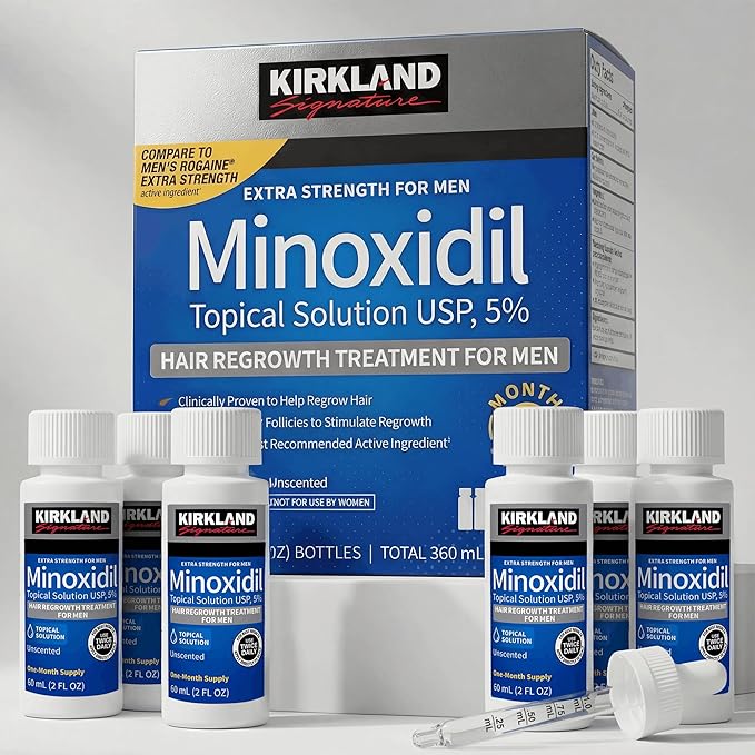 Minoxidil for Men Bundle Liquid Extra Strength Hair Regrowth Treatment 5%, 6 Months Supply - Dropper Applicator and Bonus Free Guide Included
