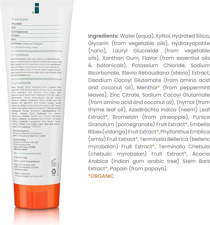Himalaya Botanique Whitening + Hydroxyapatite Toothpaste, Mint Flavor - Nano Hydroxyapatite to Support Remineralization and Restore Enamel to Strengthen Teeth - Vegan, Gluten Free, 4 oz (Pack of 2)