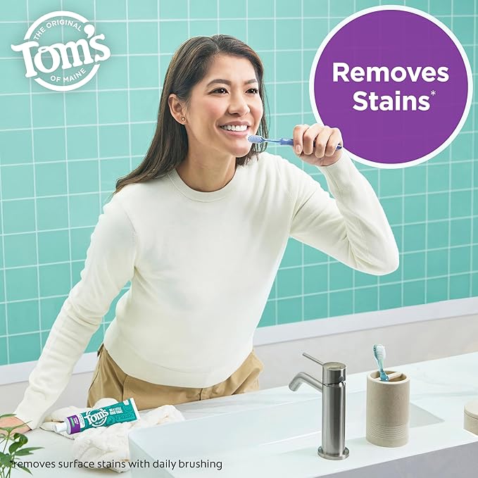 Tom's of Maine Whole Care Natural Toothpaste with Fluoride, Spearmint, 4 Ounce (Pack of 3), (Packaging May Vary)