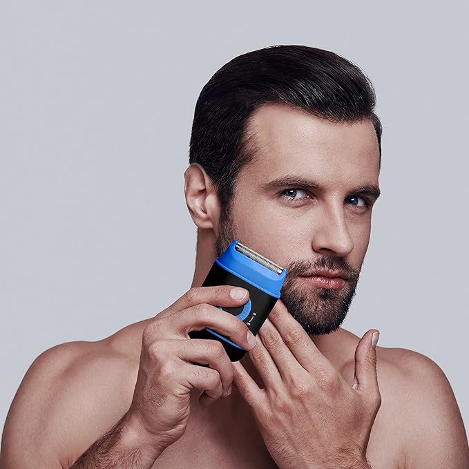 ChargeWorx Travel Foil Shaver for Men, Cordless Electric Razor with Pop-Up Precision Trimmer, Lightweight Battery-Operated Face Shaver for Sensitive Skin, Portable Grooming Tool with Cleaning Brush