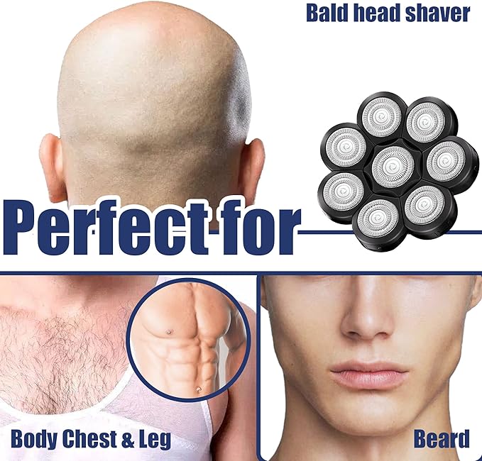 Universal Replacement Heads for Blade,Replacement Blades Compatible with Most Major Head Shaver Brands, Easy-to-Install Electric Razor Shaver Heads for Bald Men. (8 Black)