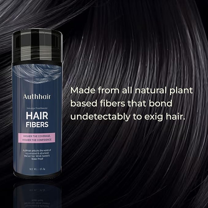 Hair Fibers for Thinning With Spray Applicator Pump Nozzle, Undetectable Natural Formula, Thicker Fuller Hair in 15 Seconds, Conceals Balding Areas for Men Women, 0.97Oz (Dark Brown)