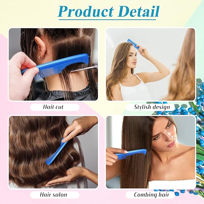 50 Pcs Pocket Combs for Men 5 Inch Cutting with Wide and Fine Teeth Plastic Professional Barber Haircut Small Anti Static Combs for Women Grooming Accessories for Beard(Blue)