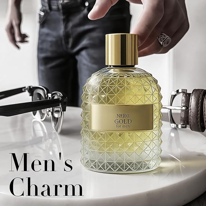 Men's Cologne Valentine Nero Glod Eau De Toilette Natural Body Spray Perfume Long Lasting Fragrance 3.4 Fl Oz Daily Used