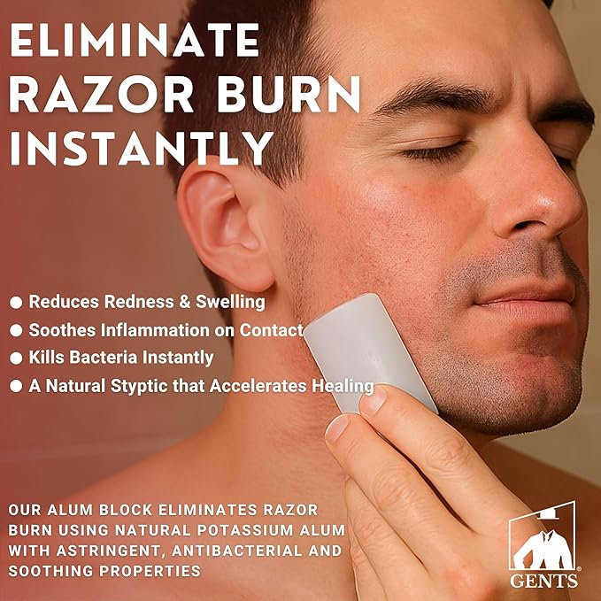 Gents Alum Block in Plastic Case | Upgrade Your Shave - Soothing Aftershave Solution for Shaving Razor Burn Relief - Travel Friendly Durable Plastic Case Included (3.5 Ounces Pack of 3)