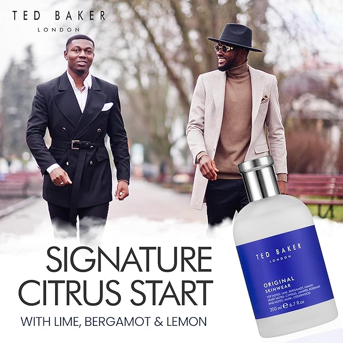 Ted Baker Original Skinwear Eau de Toilette for Men Woody Aromatic Fragrance with Lime, Bergamot, Sandalwood & Amber, Citrus, Refreshing, Mens Cologne Spray For Him 6.7 fl oz