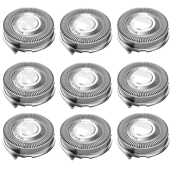 SH50/52 Replacement Heads Fit for Series 5000 Electric Shaver, Replacement Blades Head Fit for Series 5000 (S5xxx), ATXX (S5xxx), PTXX (PT8xx, PT7xx), 9-Pack with Brush