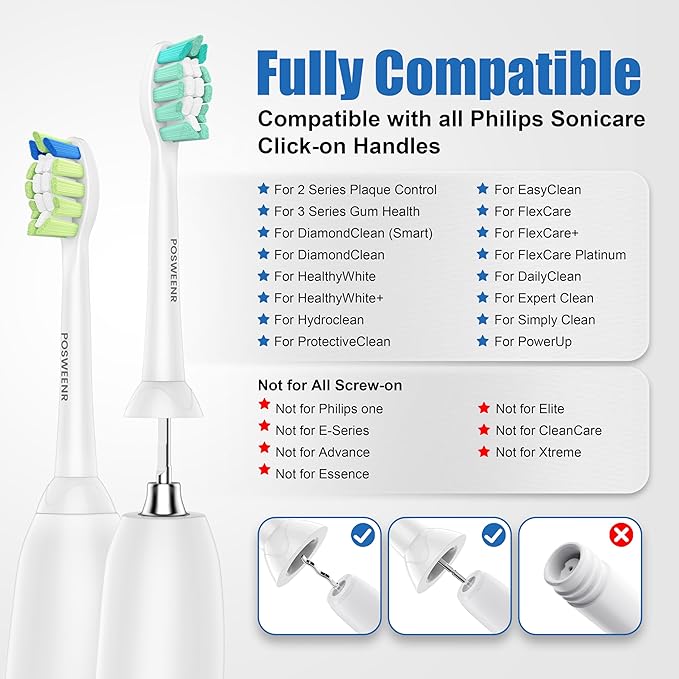 Replacement Toothbrush Heads Compatible with Philips Sonicare – Gentle & Effective Electric Tooth Brush Refill for Plaque Control, 10 Pack