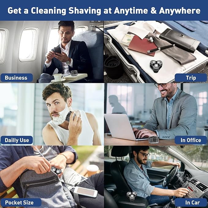 Mini Electric Razor for Men, Upgrade Mini Shaver, Pocket Size Portable Electric Shaver, USB Rechargeable, Waterproof, Easy to Use One-Button, Suitable for Home, Car, Travel, Gift for Men