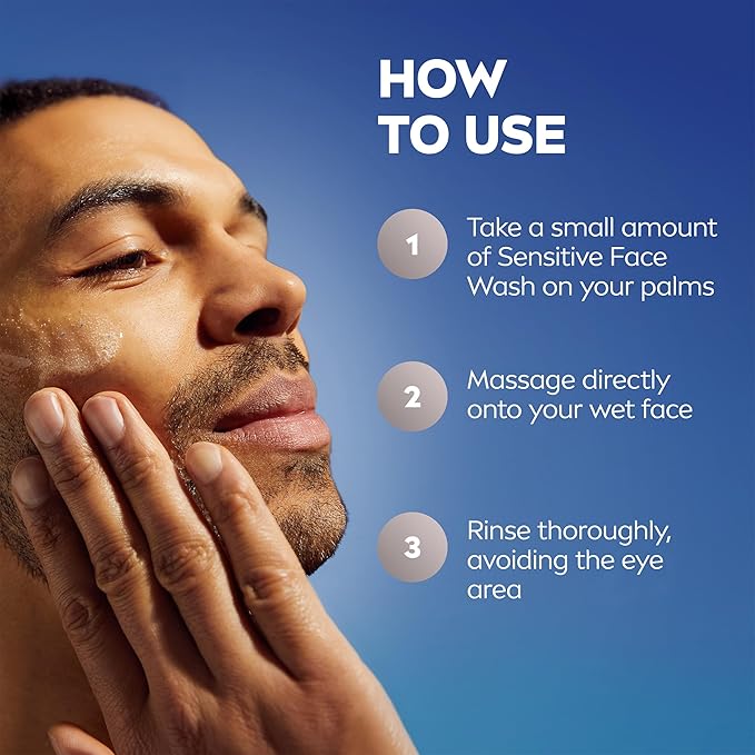 NIVEA MEN Sensitive Face Wash with Vitamin E and Chamomile Extract, No Drying Alcohol, Gentle Face Wash for Men with Sensitive Skin, 5 Fl Oz Tube