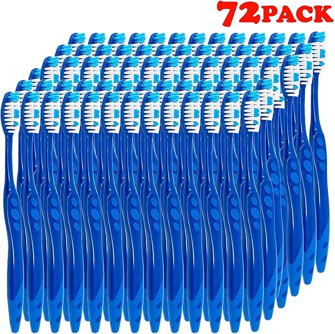 Prepasted Disposable Toothbrushes Individually Wrapped | Regular Size Head, Soft Bristle Hygienic & Economical | Great for Travel Camping Guestroom Car Office School Hotel Airbnb Gifts (144 Pack)