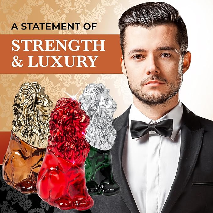 LION OF JUDAH - Set of 3 Travel Size Cologne for Men - Long-Lasting EDP Fragrance Comes in Elegant Lion-Shaped Glass Bottle - Fresh, Masculine & Sweet Scent (15ml)