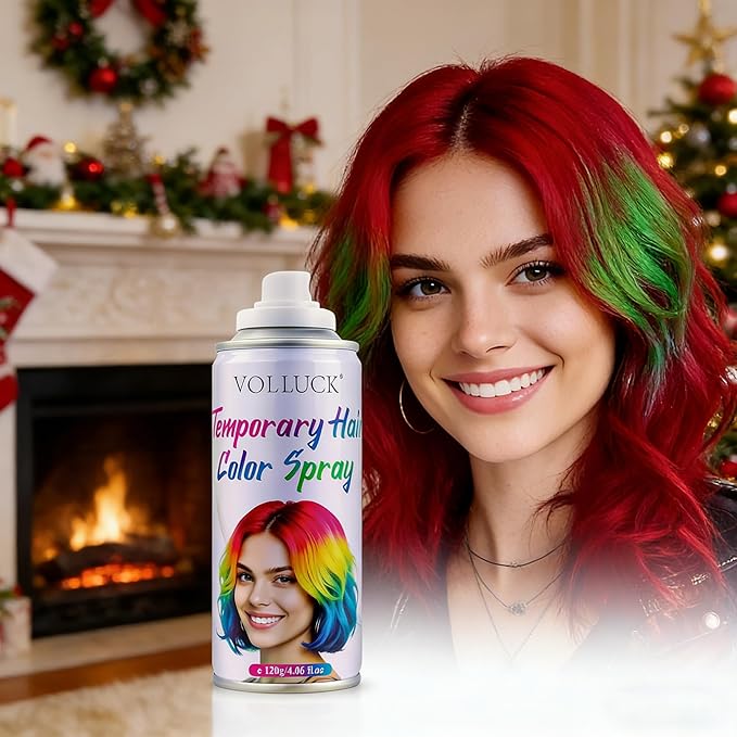 VOLLUCK Temporary Hair Color Spray, Instant Washable Hair Dye for All Hair Types, Vibrant Color for Party, Halloween, Cosplay, and Daily Use (Red)
