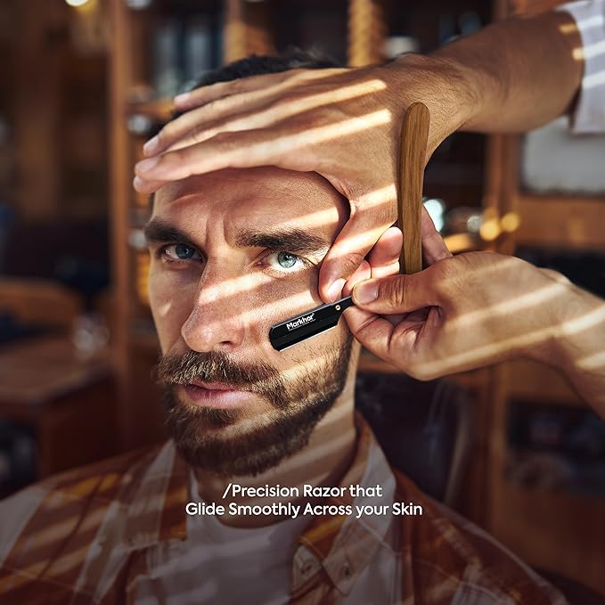 Markhor® Straight Razors for Men with 100 Single Edge Razor Blades | Rose Wood Matte Black Barber Straight Razor | Straight Edge Razor | Barber Razor Blade | Navajas Para Barbero