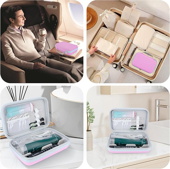 Water Flosser Travel Case, Portable Oral Irrigator Organizer, Sturdy Carrying Storage Holder for Flosser, Electric Toothbrush, Toothpaste and Irrigator Accessories (Case Only) - Pink