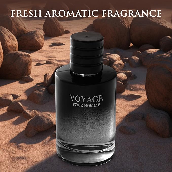 Voyage for Men Eau De Parfum - Sophisticated Male Fragrance Composition of bergamot, Pepper, Lavender, Star Anise & Nutmeg - Base of Peppery & Vanilla - Go-To Daily Scent - Elegant 100ml Bottle