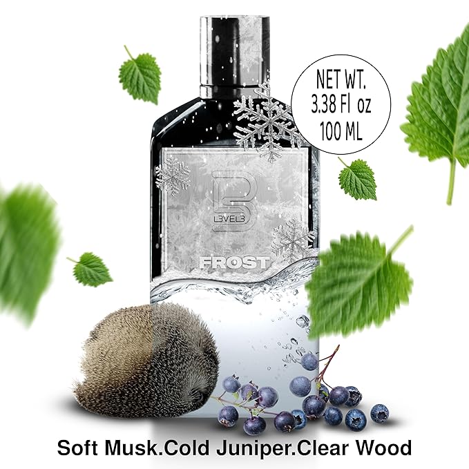 L3 Level 3 Eau de Parfum Cologne for Men - Long Lasting EDP - Juniper, Frozen, Pine Notes - 3.38 fl oz (Frost)