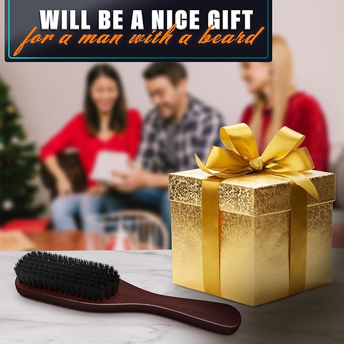 Mens Beard Brush with Handle – Soft Boar Bristle Beard Brush for Men, 9" Wooden Design for Beards, Mustaches & Slick Back Hair – Comfortable Grip, Styling Control, for Daily Grooming & Barbershop Use
