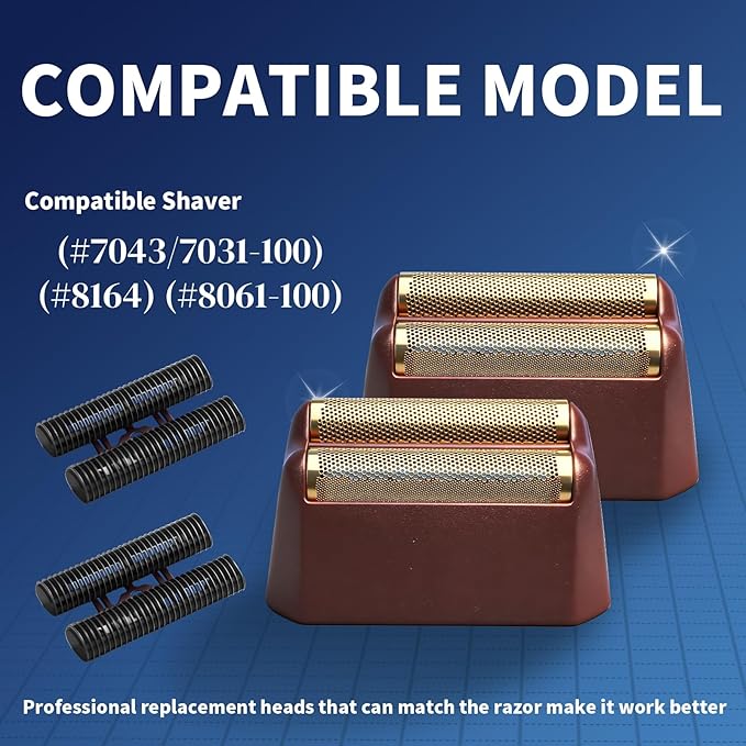Professional 5 Star Series Finale Shaver Replacement Foil and Cutter Bar Assembly Compatible with Shaver Foil 7031-100, 7043-100 Super Close Shaving Replacement Heads (Red 4 Pack)