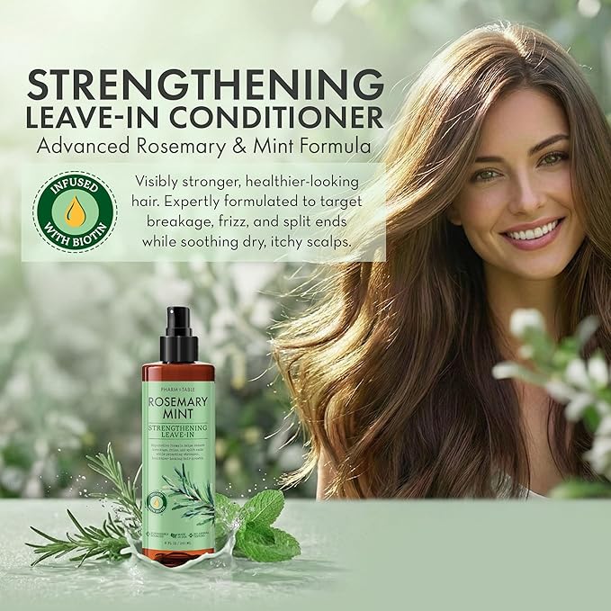 Leave In Conditioner Spray - Rosemary & Mint Scalp Treatment - Anti-Dandruff and Dry & Itchy Scalp treatment, Hydrating & Medicated Formula for Psoriasis and Scalp Care - Detangles & Nourishes Hair.