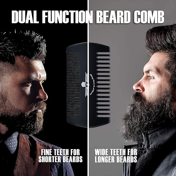Beard Brush for Men with Beard & Mustache Comb Set, Beard Grooming & Care Kit, Natural Boar Bristle Brush, Dual Action Wood Comb, Stainless Steel Scissors, and Travel Bag, Great Fathers Day