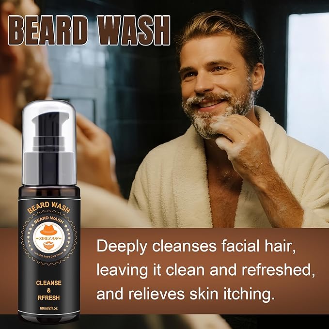 XIKEZAN Mens Gifts, Beard Grooming Kit with Sweet Orange Beard Wash,Oil, Conditioner,Balm,Brush,Comb,Cool Mens Christmas Secret Santa Gifts for Dad Husband Grandpa Boyfriend Him Stocking Stuffers