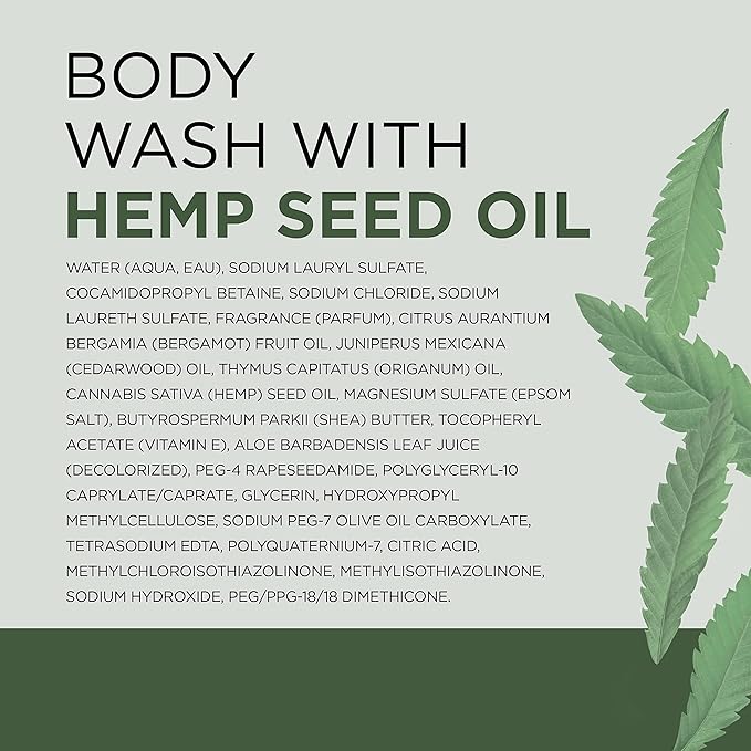 Dr Teal's Body Wash with Pure Epsom Salt, Cannabis Sativa Hemp Seed Oil, 24 fl oz (Pack of 4)
