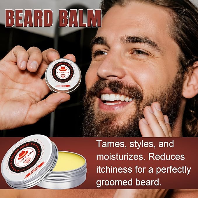 XIKEZAN Dad Birthday Gifts, Beard Care Kit with Bay Rum Beard Oils,Balm,Wash, Conditioner,Brush,Comb,Scissors,Valentines Fathers Mens Christmas Stocking Stuffers Gifts for Men Him Husband Boyfriend