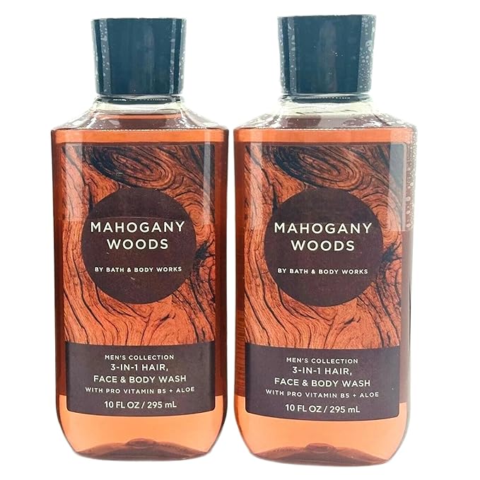 Bath & Body Works 2 in 1 Hair & Body Wash For Men Mahogany Woods (Pack of 2)