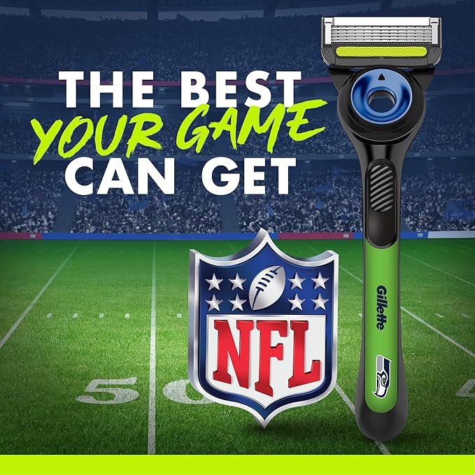 Gillette Labs Special NFL Seahawks Edition Shaving Razor for Men - 1 Handle, 1 Razor Blade Refill, Perfect for Game Day Grooming, GilletteLabs with Exfoliating Bar