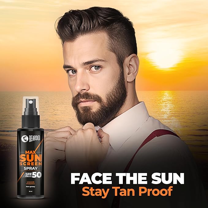 Beardo Max Sunscreen Spray for Men 50ml | Non-greasy Sunscreen | Suitable for Oily, Acne Prone Skin | Oil Free Sunscreen
