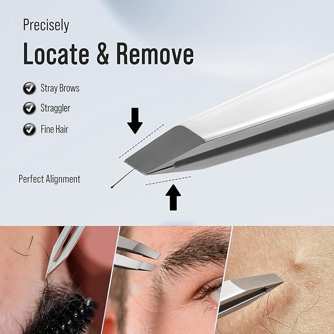 DUROX Precision 4-Piece Tweezer Set 1. Safety Tweezers for Facial Hair Removal for Women 2. Pointed Tip for Ingrown Hairs & Splinters 3. Precision Slant for Eyebrows 4. Classic Slant. Stainless Steel