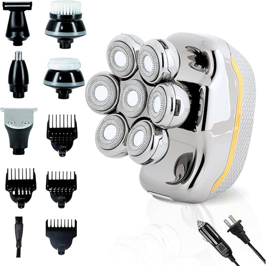 Head Shaver for Bald Man Cordless Electric Shavers - Detachable Heads Shavers for Men Waterproof Mens Razors for Shaving Rechargeable 7D Rotary Head Shaver,Nose Hair Trimmer,Ear Hair Trimmer for Men