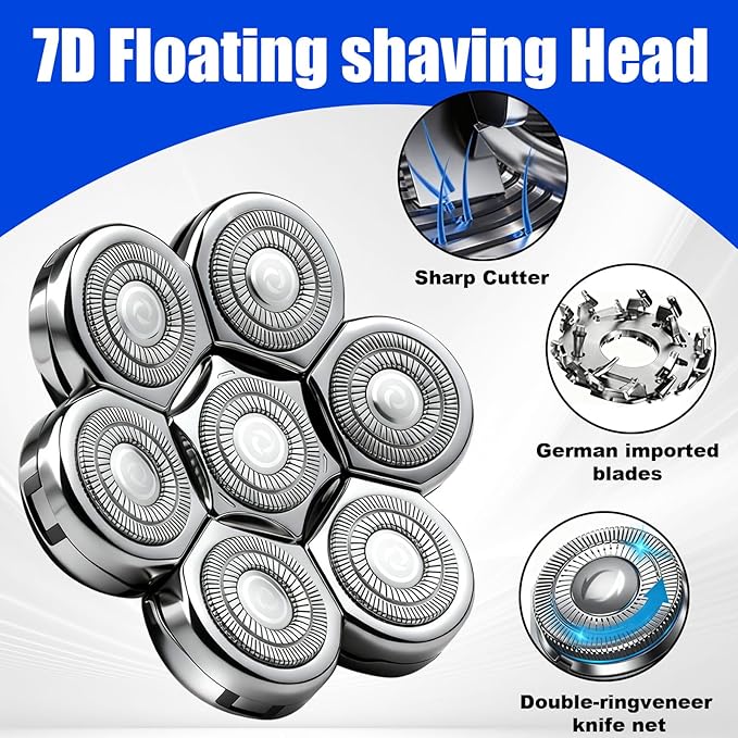 7 Head Shaver Replacement Head Shavers for Bald Men for Most Brand Men Foil Shaver Razor Universal Shaver Head,3pack