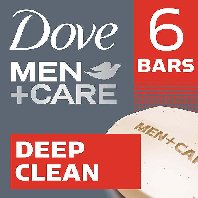 DOVE MEN + CARE Body Soap and Face Bar More Moisturizing Than Bar Soap Deep Clean Effectively Washes Away Bacteria, Nourishes Your Skin 3.75 oz 6 Bars