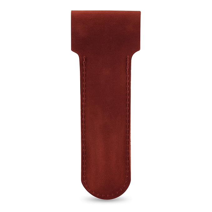 Safety Razor Head Protecting Leather Cover, Genuine Cowhide Leather Double Edge Safety Razor Case Accessories for Travel, Butterfly Razor Case, Soft Leather Double Edge Razor Case (Cognac)