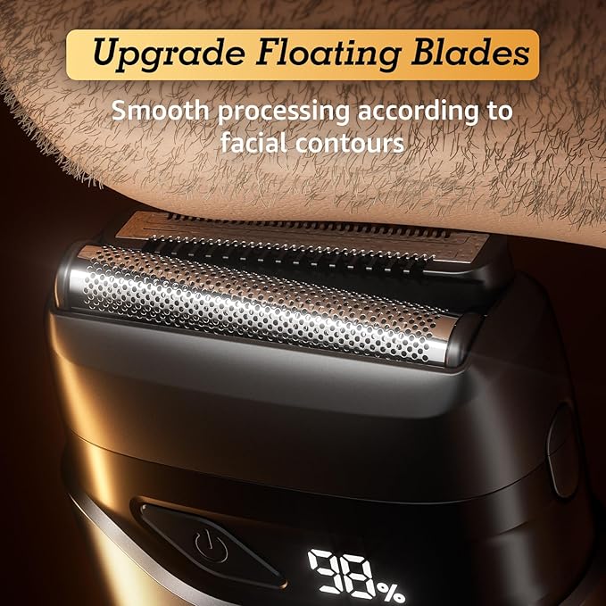 Mini Electric Razor for Men:Foil Shavers for Men, IPX7 Waterproof Cordless Razor with LED Display & Fast Charge - End High - Micro-Comb Technology & Precision Blades