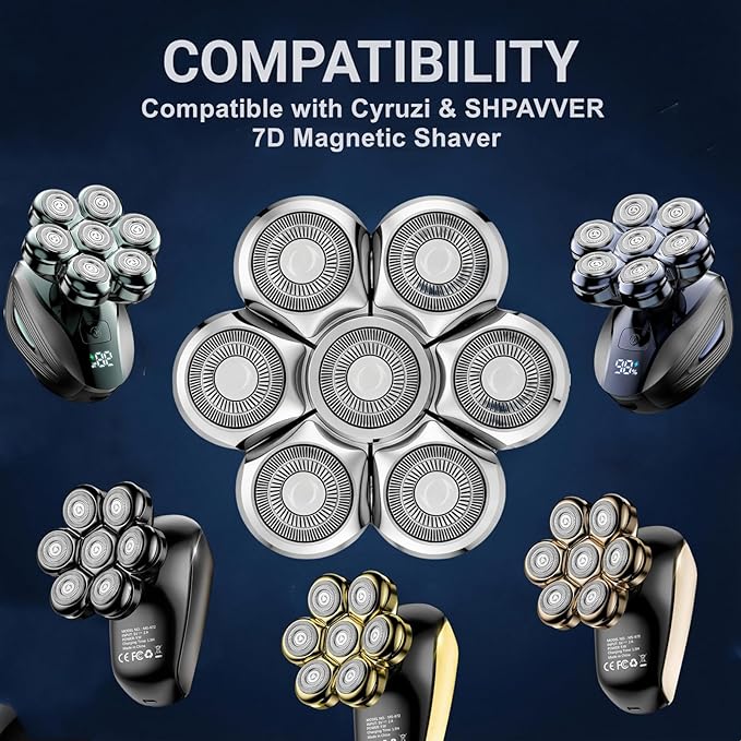 Fit for Cyruzi Replacement Shaver Head,Fit for Shpavver Replacement Heads,1Pack 7D Magnetic Floating Heads Compatible with Cyruzi/SHPAVVER Head Shavers for Bald Men Women Legs(2026 Upgraded)