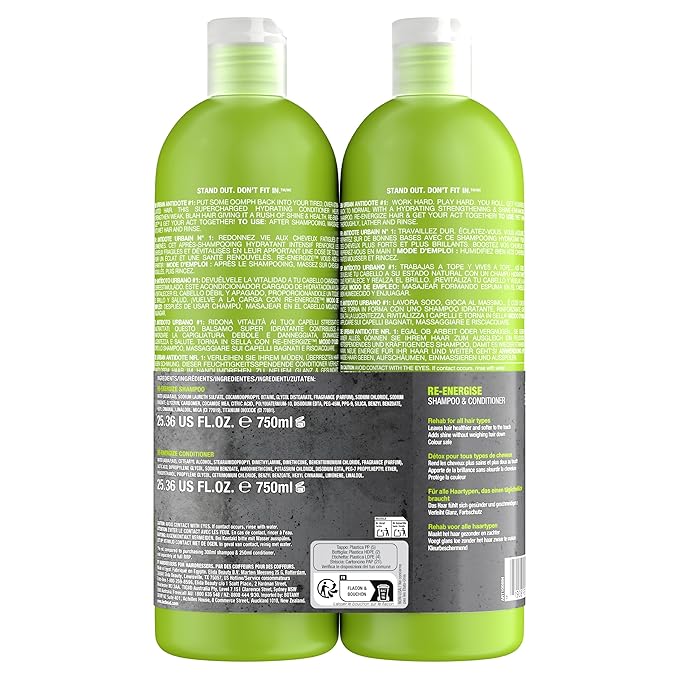 TIGI Bed Head Urban Antidotes Re-Energize Shampoo 25.36 oz (Pack of 2)