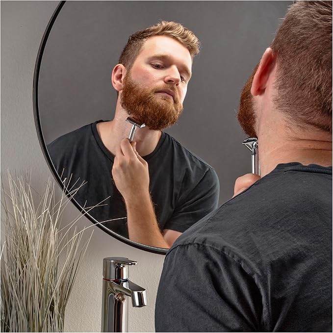 King C. Gillette Double Edge Safety Razor for Men, 5 Platinum Coated Double Edge Razor Blades, Gifts for Men
