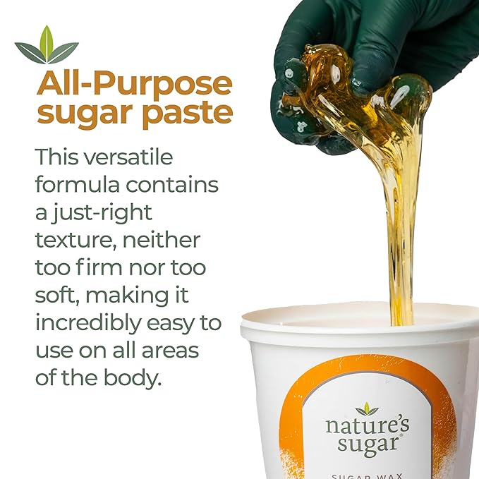 Nature's Sugar Wax Sugaring Paste for Legs, Back, Arms, Chest. All-Natural Hair Removal for Women and Men. All skin types. Vegan. Cruelty-Free. (2-Pack Firm)