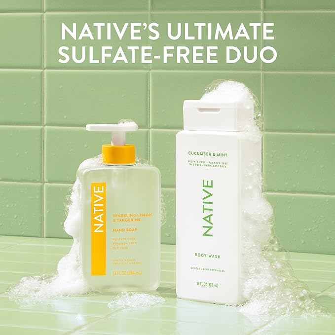 Native Body Wash Contains Naturally Derived Ingredients | For Women & Men, Sulfate, Paraben, & Dye Free Leaving Skin Soft and Hydrated | Cucumber & Mint 18 oz