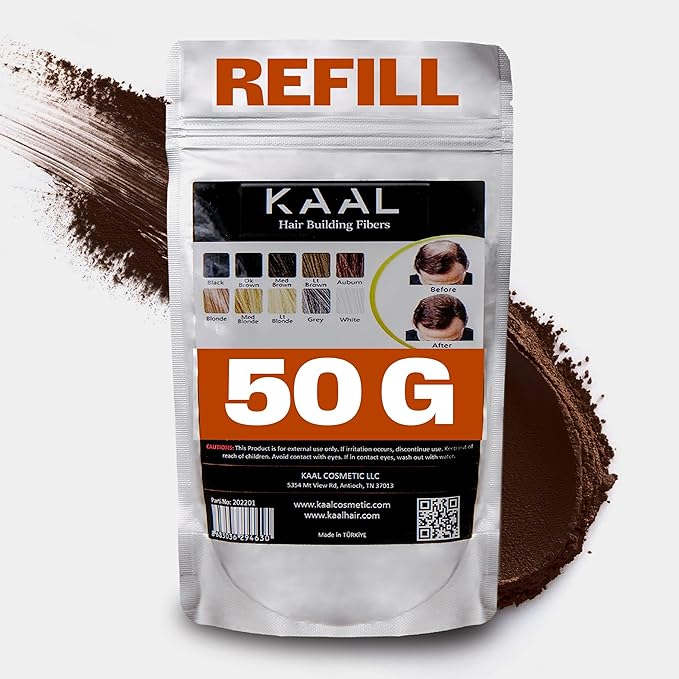 KAAL Hair Fiber Refill Pack | (1.76 oz, Dark Brown) Hair Concealer for Thinning Areas, Hair Texturizing Powder for Men and Women