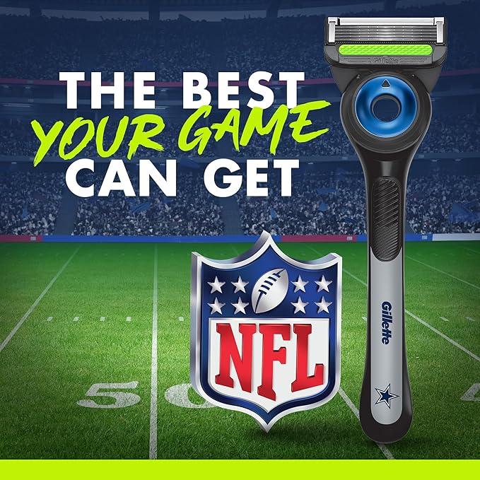 Gillette Labs Special NFL Cowboys Edition Shaving Razor for Men - 1 Handle, 4 Razor Blade Refills & Magnetic Stand, Holiday Gifts for Men, GilletteLabs with Exfoliating Bar