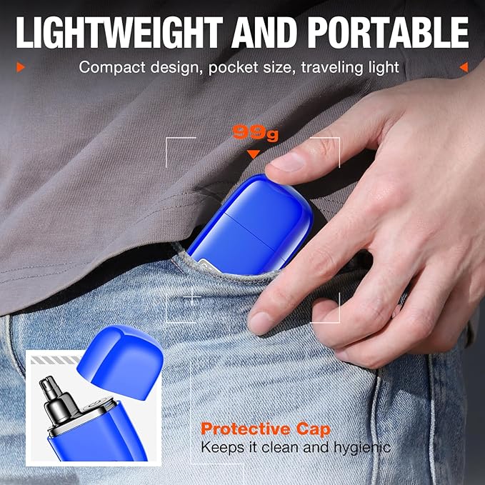 yoose Alloy Nose Hair Trimmer, Portable Nose Hair Trimmer for Men Women, Rechargeable, Washable Nose Trimmer, Detachable Head, Easy to Clean, Travel Size, Dual Edged Blades, Painless Trimming, Blue