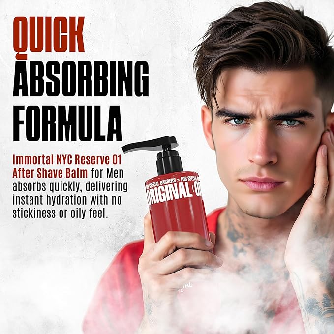 Immortal NYC Reserve 01, Aftershave Balm for Men- Moisturizing & Soothing Formula After Shaving- Spicy Floral Aftershave For Men- 17 oz