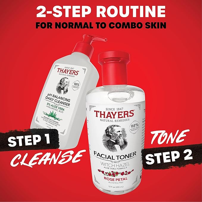 THAYERS pH Balancing Daily Cleanser,Face Wash with Aloe Vera,Gentle and Hydrating Skin Care for Dry,Oily,or Acne Prone Skin,8 FL Oz.,(Pack of 2)