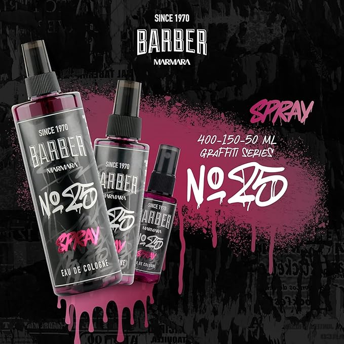 barber marmara Eau de Cologne Pump Spray Mens Graffiti After Shave Men's Fragrance Water Shaving Water Men Barber Men's Fragrances Body Spray Barbershop Travel Size (50 ml, No25)