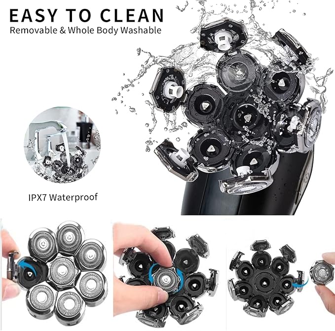 Head Shaver Replacement Heads,Head Shaver Replacement Blades, Head Shavers for Bald Men,Head shavers for Men, Stainless Steel Rotary Blades for Electric Head Razor (silver8)